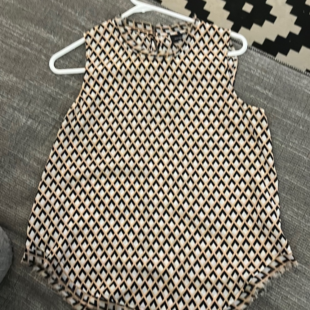 Cream, light pink, black pattern dressy top. *worn maybe 3 times*